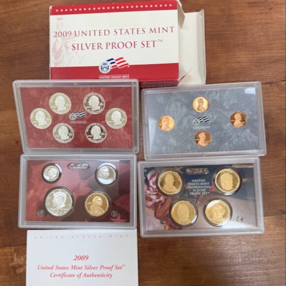 2009 S Coin SILVER Proof Set United States Mint, 18 coins, COA Complete - Picture 1 of 8